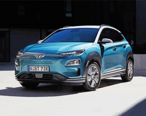 Blue Hyundai Kona Paint By Number