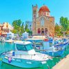 Boats In Aegina Island Paint By Number