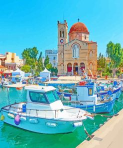 Boats In Aegina Island Paint By Number