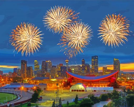 Canada Calgary Alberta Fireworks Paint By Number