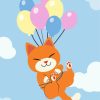 Cartoon Cat And Balloons Paint By Number