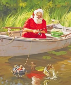 Christmas Santa Fishing Paint By Number