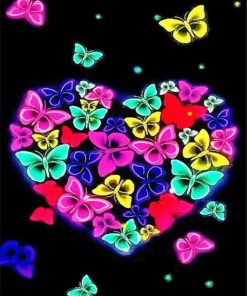 Colorful Heart Shape Butterflies Paint By Number