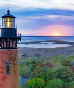 Currituck Lighthouse Landscape Paint By Number