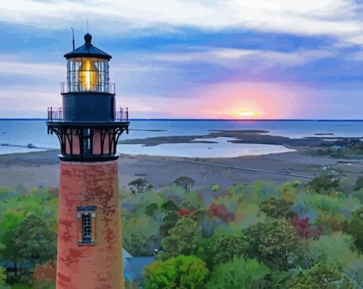 Currituck Lighthouse Landscape Paint By Number