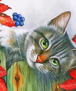 Cute Cat In Autumn Paint By Number