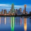 Dallas Skyline Reflection In Water Paint By Number