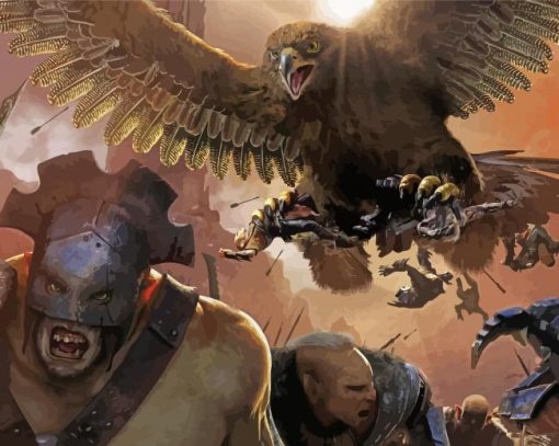 Eagle Attacking Orcs Fantasy Fight Paint By Number