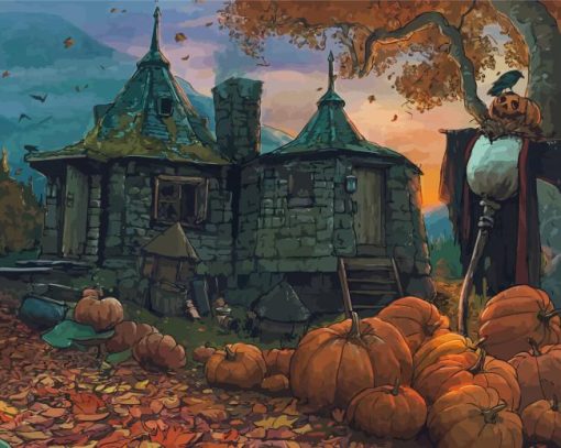 Fall Scary Pumpkin House Paint By Number