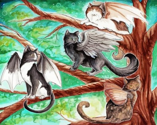 Fantasy Tree Cats Paint By Number