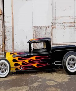 Flames On Vintage Truck Paint By Number