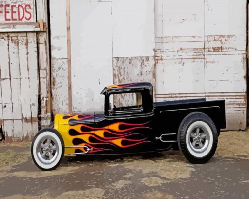 Flames On Vintage Truck Paint By Number