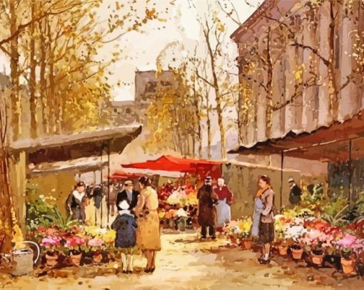 Flower Seller At La Madeleine By Edouard Cortes Paint By Number