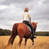 Girl Riding A Horse In Field Paint By Number