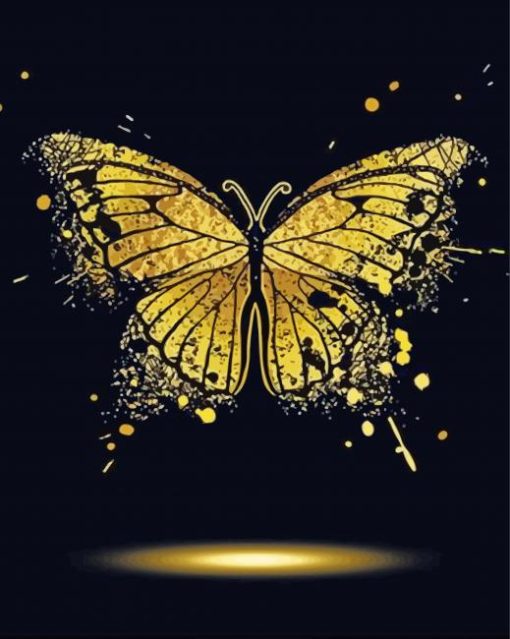 Gold Butterfly Splatter Paint By Number