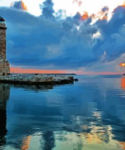 Greece Rethymno Lighthouse Paint By Number