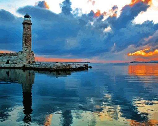 Greece Rethymno Lighthouse Paint By Number