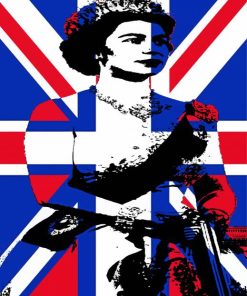 Illustration Queen Elizabeth Union Jack Paint By Number