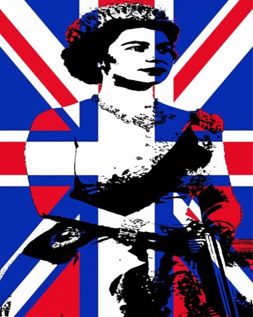 Illustration Queen Elizabeth Union Jack Paint By Number