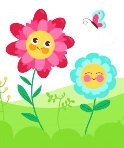 Illustration Happy Flowers Paint By Number