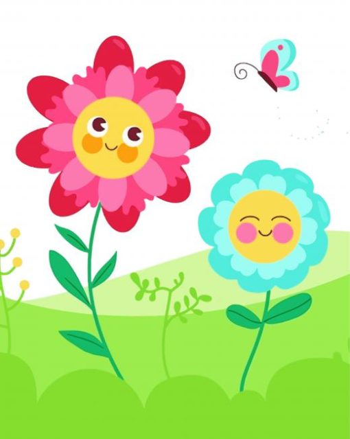 Illustration Happy Flowers Paint By Number