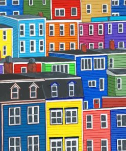 Jellybean Houses Row Newfoundland Paint By Number