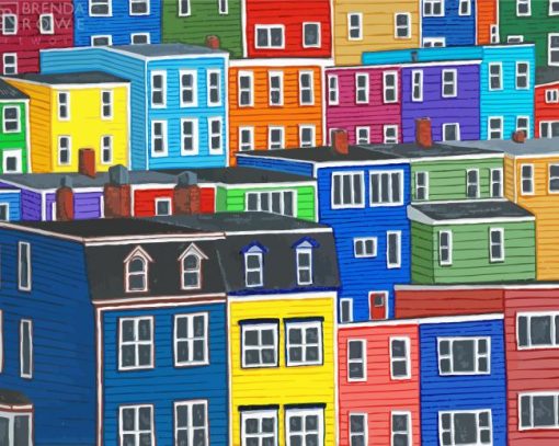 Jellybean Houses Row Newfoundland Paint By Number