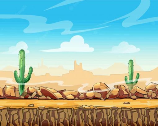 Landscape West Desert Illustration Paint By Number