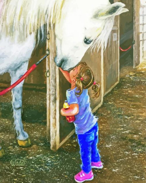 Little Girl And Horse Paint By Number