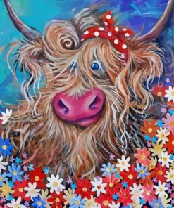 Messy Floral Cow Paint By Number