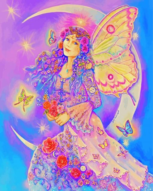 Moon Fairy And Butterflies Paint By Number