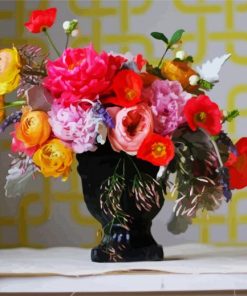 Peonies And Ranunculus Vase Paint By Number