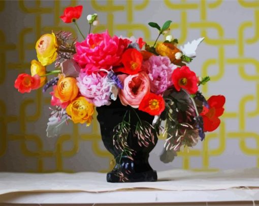 Peonies And Ranunculus Vase Paint By Number