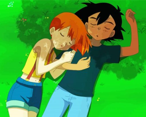 Pokemon Misty And Ash Sleeping Paint By Number