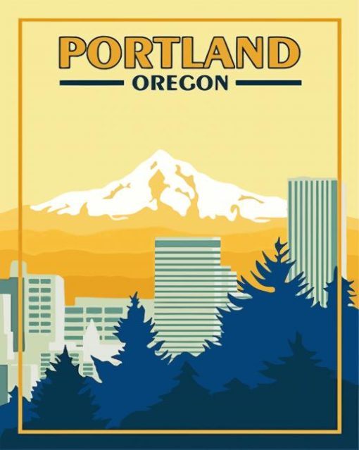 Portland Oregon City Poster Paint By Number