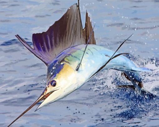 Sailfish Jumping Out Of The Sea Paint By Number