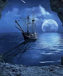 Sailing Ship Moon Paint By Number