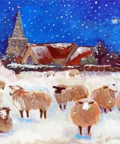 Sheep In Snow Art Paint By Number