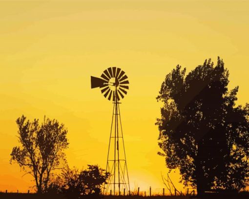 Sunrise Western Windmill Paint By Number