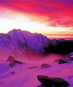 Sunset Over Franz Josef Glacier New Zealand Paint By Number