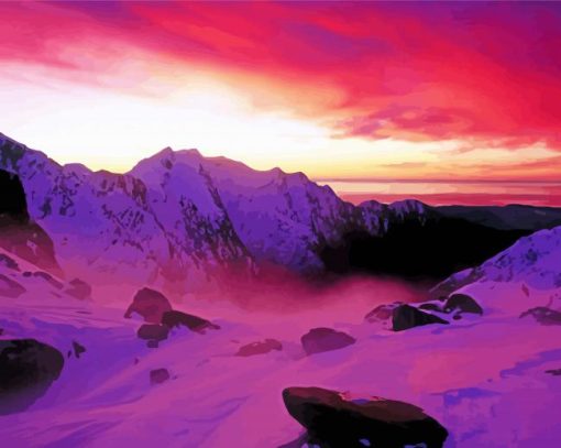 Sunset Over Franz Josef Glacier New Zealand Paint By Number