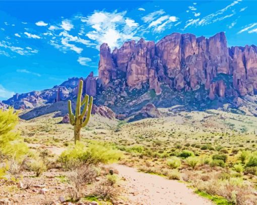 Superstition Mountains Landscape Paint By Number