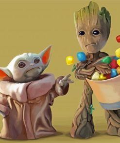 The Baby Groot And Baby Yoda Paint By Number