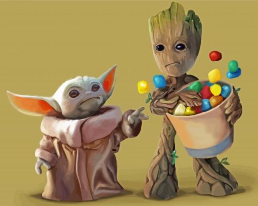 The Baby Groot And Baby Yoda Paint By Number