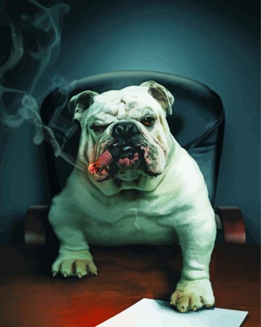 The Bulldog Smoking Cigar Paint By Number