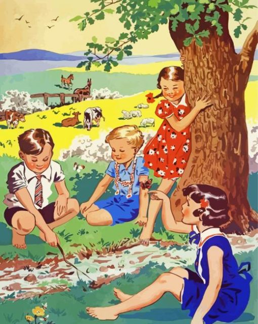 The Vintage Children Paint By Number