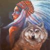 The Indian Woman And Wolf Paint By Number