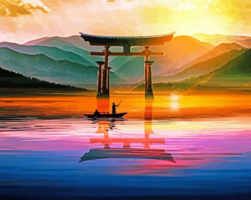 Torii Gate At Sunset View Paint By Number