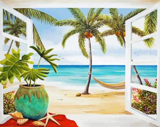 Tropical Window To Paradise Paint By Number