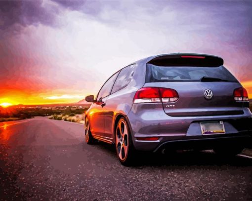 VW Car Sunset Golden Hour Paint By Number